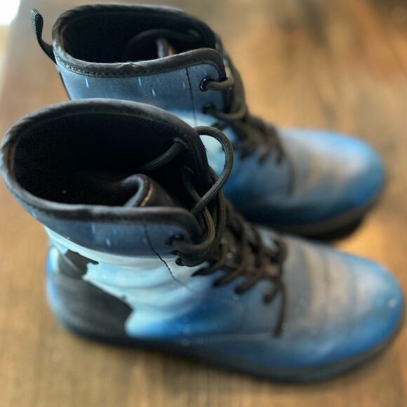 lace-up blue & black combat boots - Picture 5 of 10